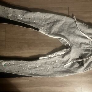 Gray Sweatpants with Paint Splatter